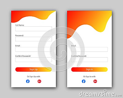 Vector Signup and Sign in Form Page Icon Vector Illustration