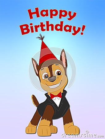 Happy birthday from Paw Patrol Chase Editorial Stock Photo