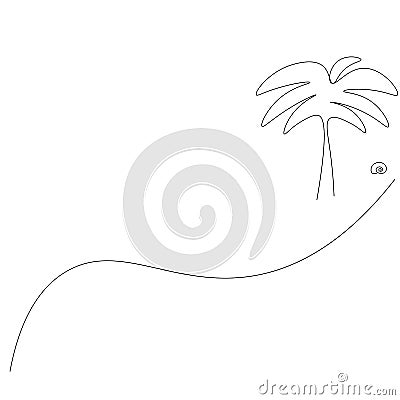 Beach background with palm, sea, shel vector Vector Illustration