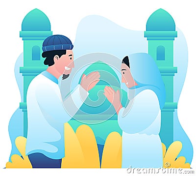 Illustration Vector Graphic of Eid Mubarak Actvity Vector Illustration