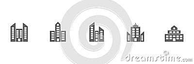 Building set icon. House silhouette symbol group. Home black shape sign collection. Stock Photo