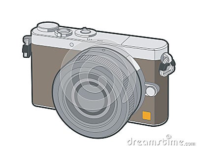 Illustration of a brown Panasonic lumix GM1 mirrorless camera Stock Photo