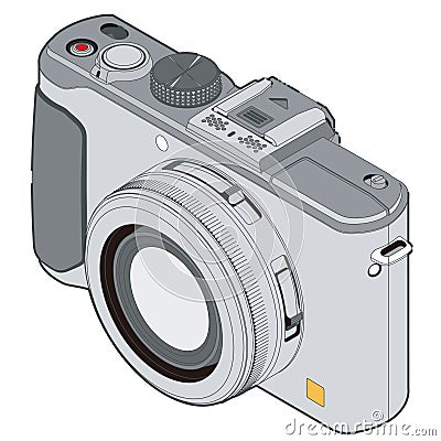 A vector illustration of a white Panasonic Lumix DMC-LX7 professional-grade compact digital camera Vector Illustration