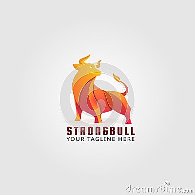 fire color strong bull Vector Illustration