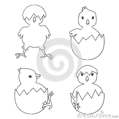 Easter chicks with egg shells - vector illustration. Vector Illustration