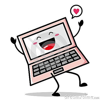 Cute laptop mascot vector illustration Vector Illustration