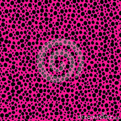 abstract simple seamless pattern many small dots spots on a contrasting background. Leopard background black dot fucsia Vector Illustration