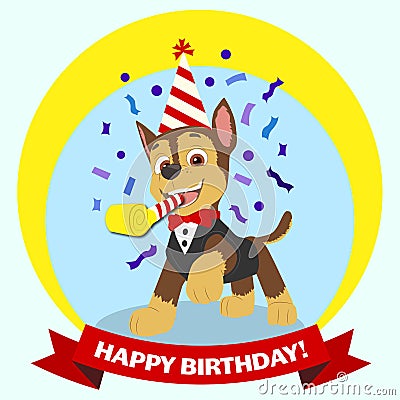 Paw patrol Chase birthday card Stock Photo