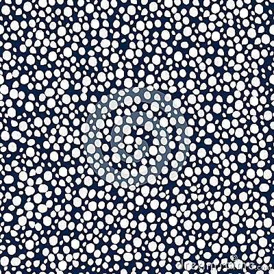 abstract simple seamless pattern many small dots spots on a contrasting background. Leopard background white and deep blue Vector Illustration