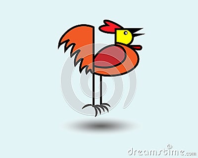 Cute and funny rooster, chicken, cock, cockerel, cartoon vector illustration isolated on blue background Vector Illustration