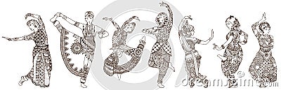 Dancing oriental girls Vector Illustration