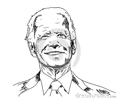 The US President Joe Biden Vector Digital Line art Vector Illustration