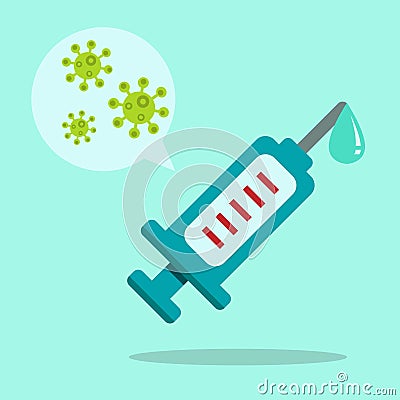Medical vaccination needle. Medical illustration.A vaccine needle that can cure disease. Cartoon Illustration