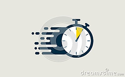 Stopwatch fast quick timely delivery flat icon Vector Illustration