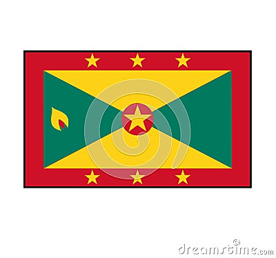 Grenada Rectangle Flag Vector Icon Button for North American Island Concepts. Vector Illustration