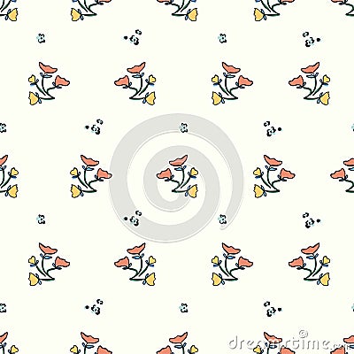 Vector retro small wild flower illustration pattern Vector Illustration