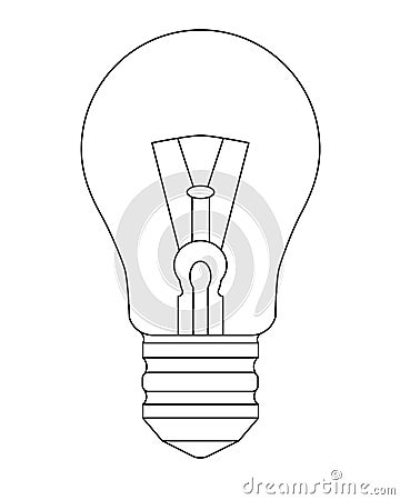 Light bulb. Incandescent light bulb - vector linear illustration. Outline. Vintage light bulb idea symbol - linear vector for colo Vector Illustration