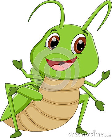 Cartoon grasshopper posing and smiling Vector Illustration