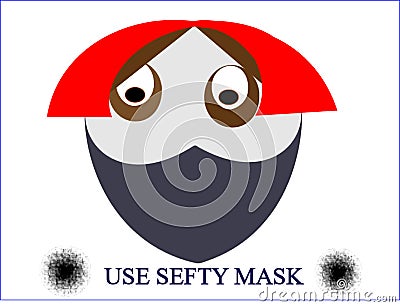 Sticker Web, logo, cartoon, use safety mask sticker black maak funny hair Stock Photo