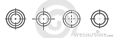 Target destination icon large set. Focus cursor bull eye mark elements. Stock Photo