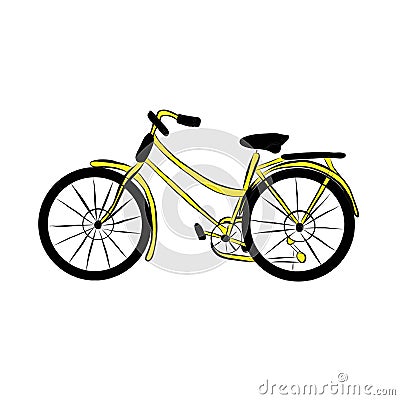 yellow retro bike passenger bike, retro bike with yellow color, traffic, delivery Stock Photo