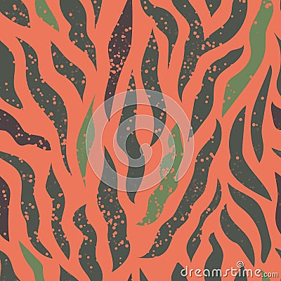 Pink and green zebra seamless pattern. Exotic stripes Vector Illustration