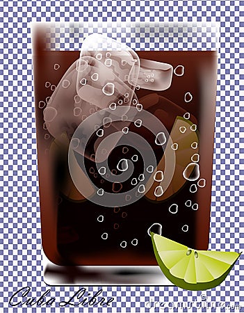 Cocktail Cuba in a glass on a transparent background Vector Illustration