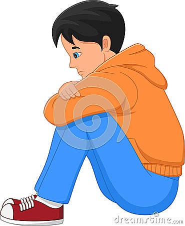 Cartoon stressed boy on white background Vector Illustration
