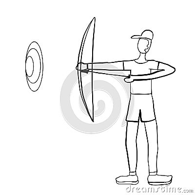 Olympic sports, archery, an athlete shoots an arrow at a target, a bow for shooting, a target, sports Stock Photo