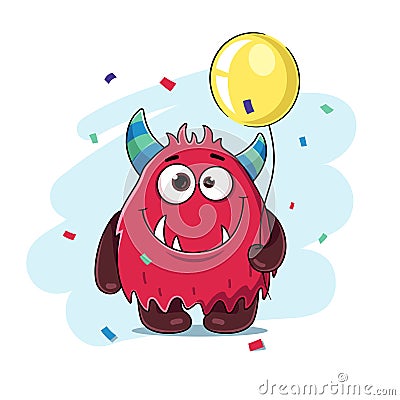 Monster with a balloon Vector Illustration