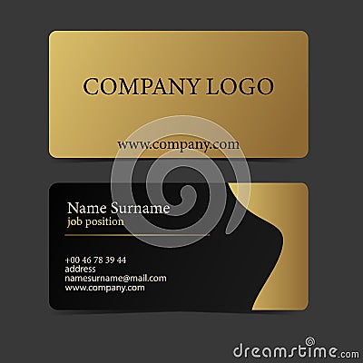 Business card template in gold, black, gradient design Editorial Stock Photo