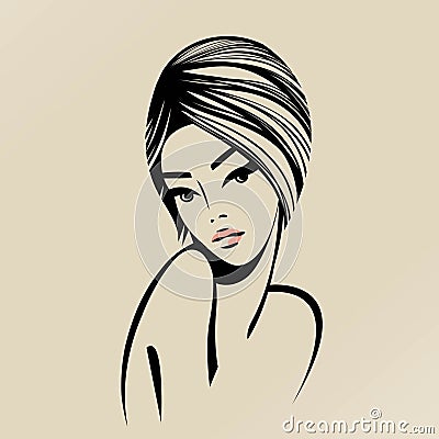 Beauty, hair salon, makeup illustration isolated on light background. Beautiful woman face. Vector Illustration