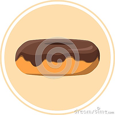 Icon of delicious donut for coffeeshop or bakery. Chocolate and sweets Vector Illustration