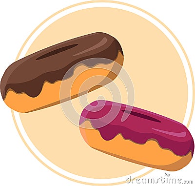 Icon of delicious donut for coffeeshop or bakery. Chocolate and sweets Vector Illustration