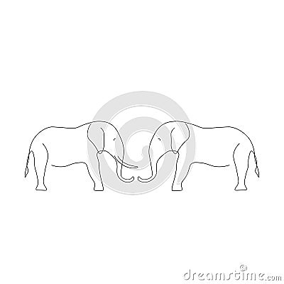 Elephants silhouette line drawing, vector illustration Vector Illustration