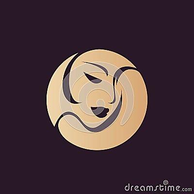 Beauty salon illustration. Elegant makeup. Gold color. Vector Illustration