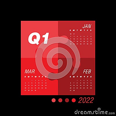 First quarter of calendar 2022 Vector Illustration