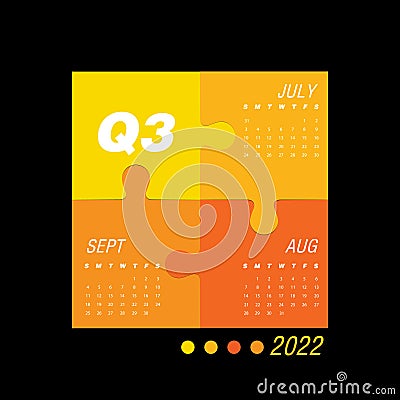 Third quarter of calendar 2022 Vector Illustration