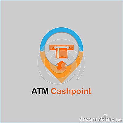 Map pointer with ATM cashpoint icon. Vector Illustration