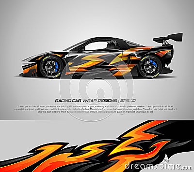 Sport car wrap design vector for race car, pickup truck, rally, adventure vehicle, uniform and sport livery. Vector Illustration