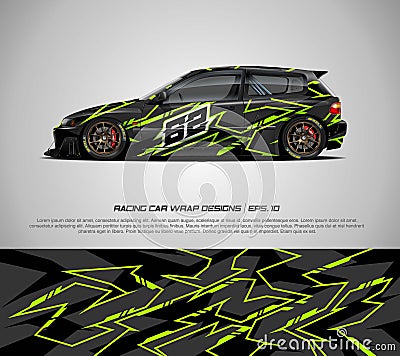 Sport car wrap design vector for race car, pickup truck, rally, adventure vehicle, uniform and sport livery. Vector Illustration