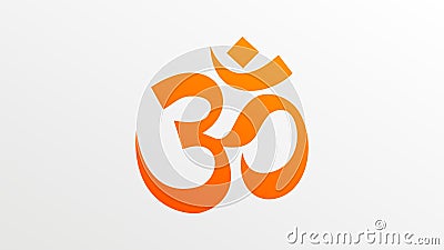 Om or Aum sacred Hindu sign or symbol in flat style design Vector Illustration