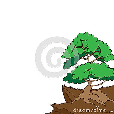 Beautiful natural scenery. tree illustration on white background. hand drawn vector. nature background. doodle art for wall decora Vector Illustration