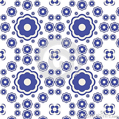 WebSeamless pattern. Blue flowers on white background. Print textile, shirts. Vector illustration. Vector Illustration