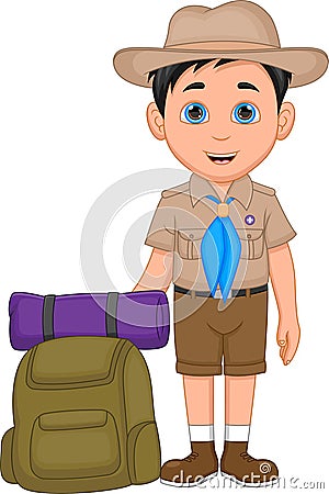 Cute boy scout cartoon on white background Vector Illustration