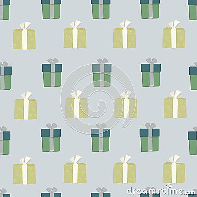 Cute seamless pattern with presents. Vector Illustration