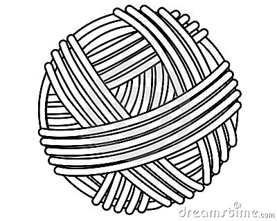 Ball of yarn for knitting - vector linear illustration for coloring. A neat round ball of yarn for a logo or pictogram. Outline. Vector Illustration