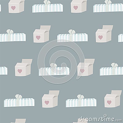 Seamless Pattern with presents. Cartoon Christmas or birthday background with gifts. Vector Illustration