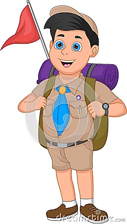 Cute boy scout cartoon on white background Vector Illustration