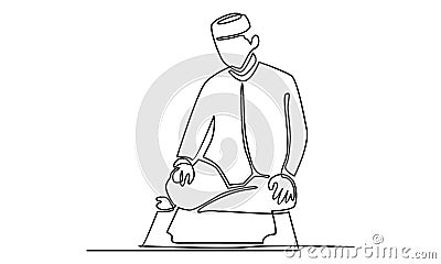 Continue line of muslim Doing Salah, Salat, Shalat, Sholaat Vector Illustration